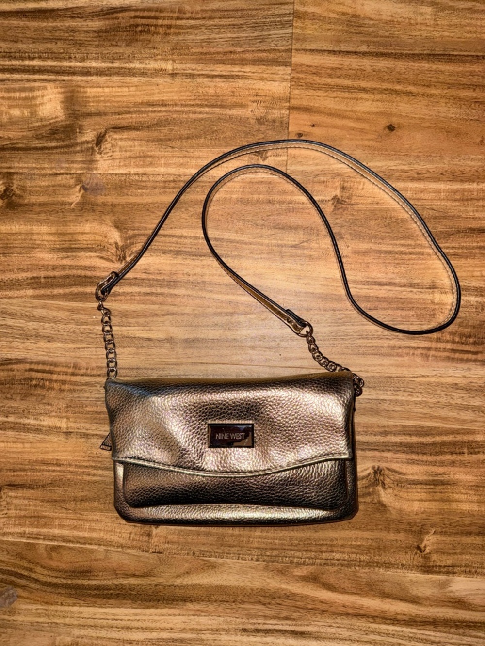 Nine West Metallic Gold Crossbody Purse